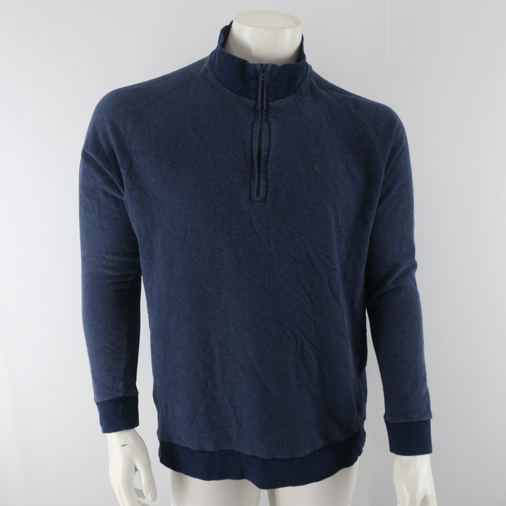 Criquet 1/4 Zip Pullover Sweater Mens‎ Large Blue 100% Cotton